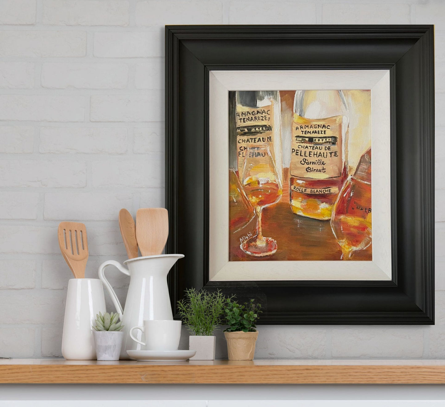 Armagnac Still Life Oil Painting: Amber Hues, Post-Impressionist Art (30x25 cm)