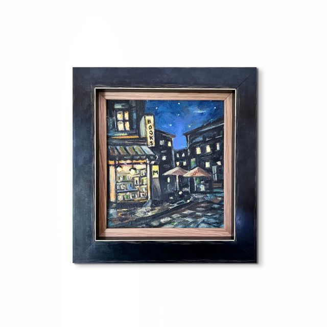 Bookshop Oil Painting | Framed Artwork | Moments oil painting