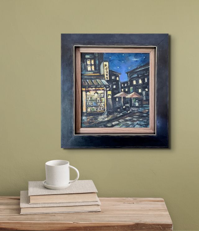Bookshop Oil Painting | Framed Artwork | Moments oil painting
