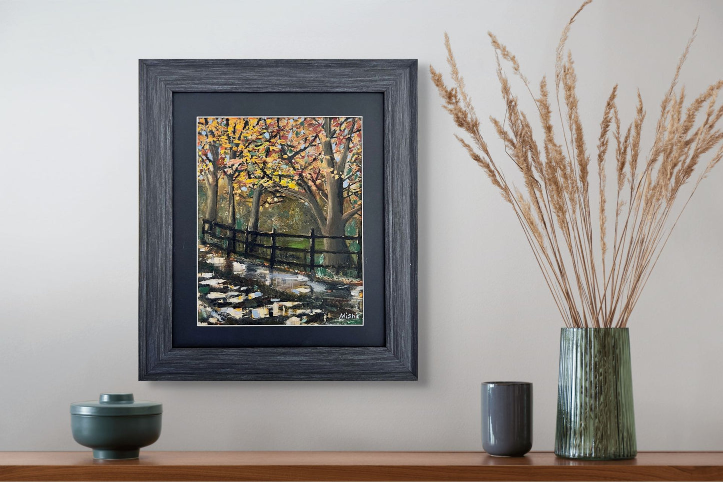 Golden leaves in Autumn- Oil on board