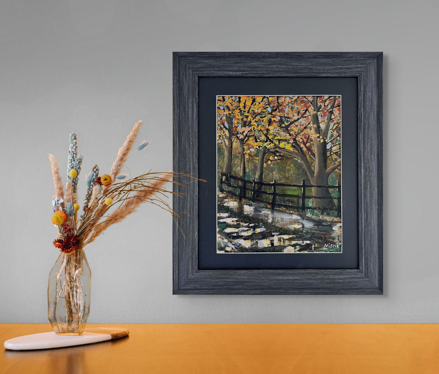 Golden leaves in Autumn- Oil on board