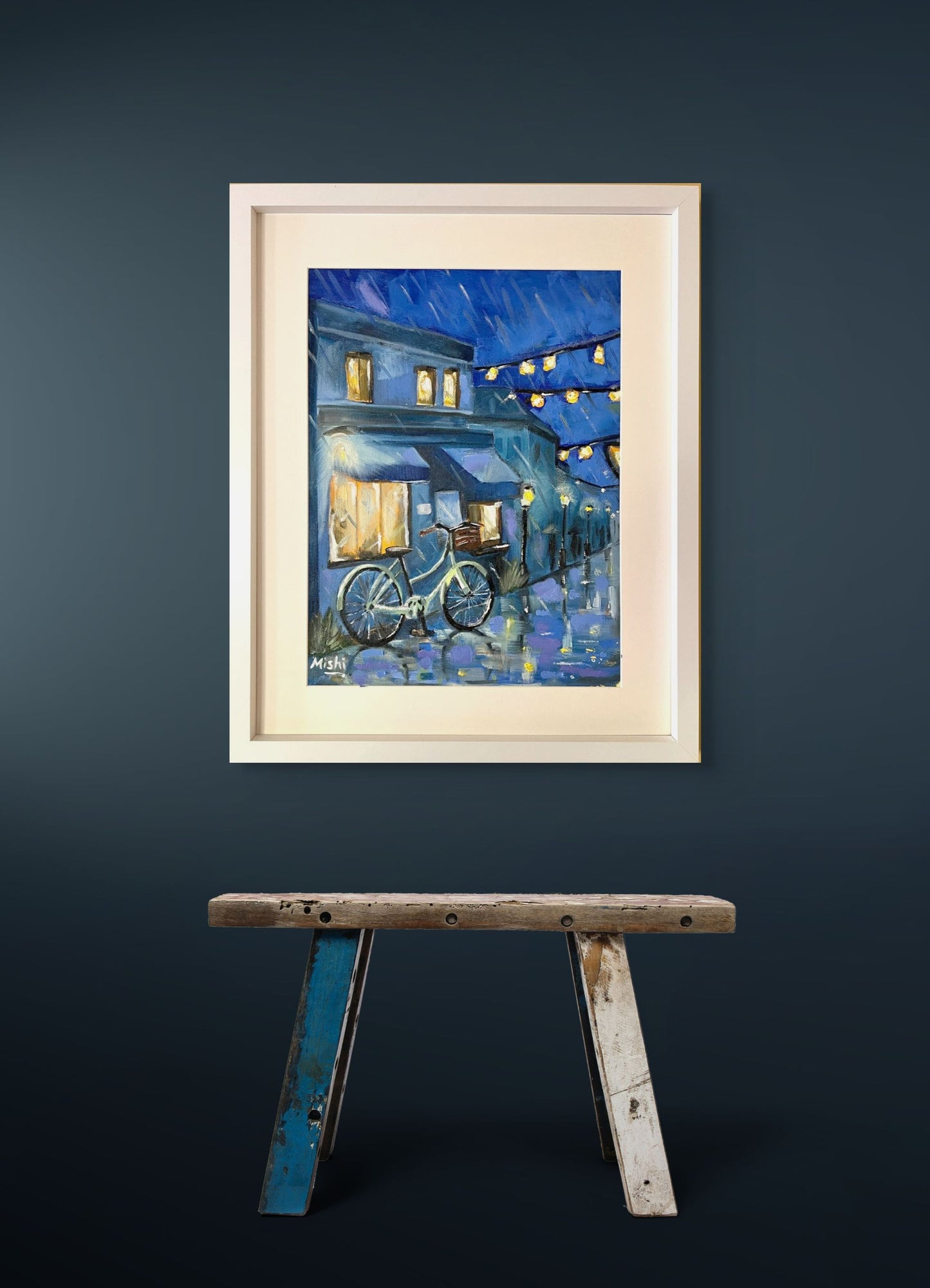 The Green Bike - Oil painting on canvas