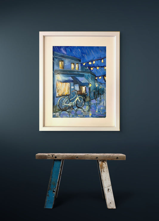 The Green Bike - Oil painting on canvas