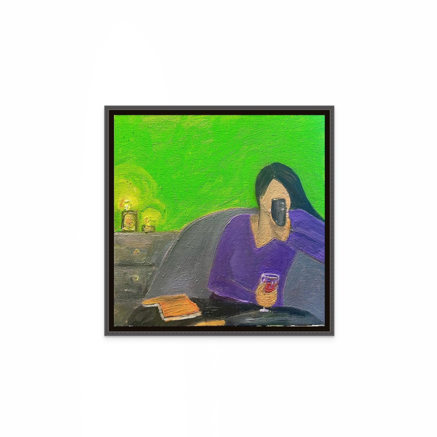 Woman with Red wine Oil Painting | Original Art signed by artist | Modern Art