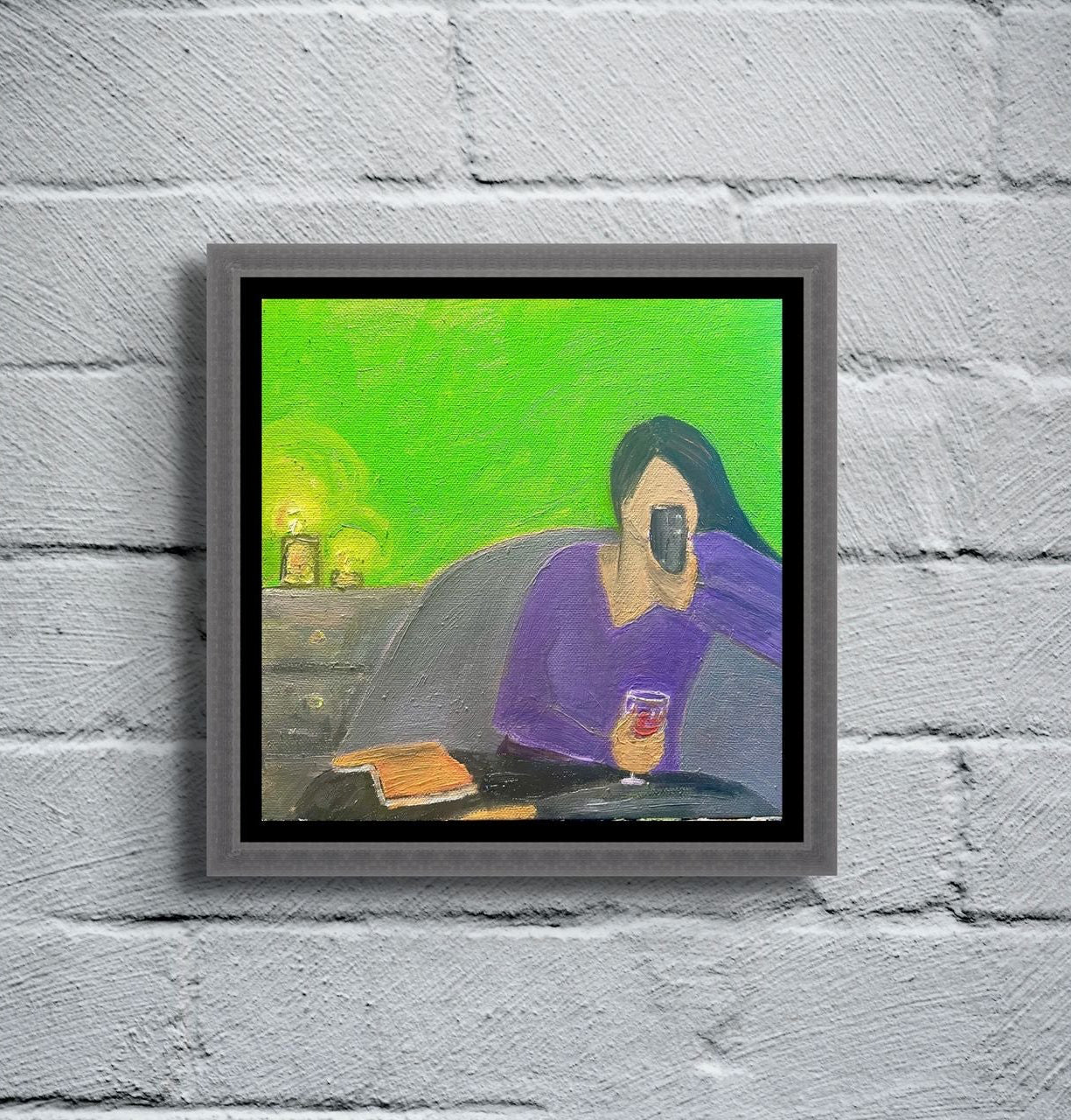 Woman with Red wine Oil Painting | Original Art signed by artist | Modern Art